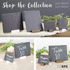 Mini Chalkboard Signs for Tables, 4 Pack - Rustic 5x6 Inch Small Slate Tabletop Chalk Boards with White Wood Stands Set