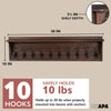 Ilyapa Wall Mounted Coat Rack Shelf, Espresso Wooden- 38" Entryway 10 Hook