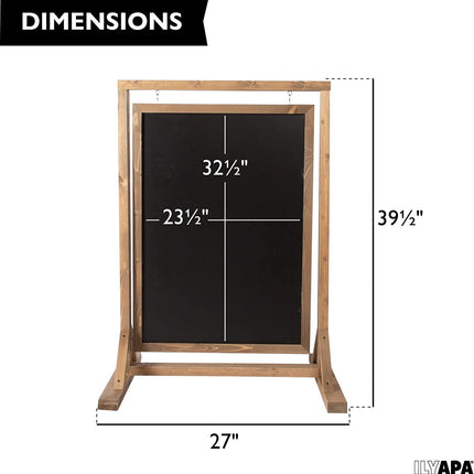 Ilyapa Rustic Double Sided Swinging Chalkboard Sidewalk Sign - Barnwood Magnetic A Frame Alternative Menu Board Sandwich Board Message Sign