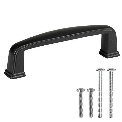 Black Cabinet Handles - 3 Inch Hole Center Modern Drawer Pulls - 10 Pack of Kitchen Cabinet Hardware