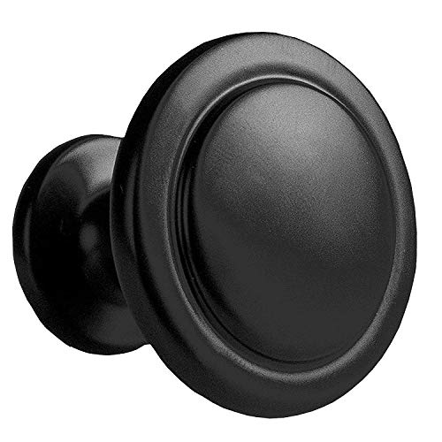 Flat Black Kitchen Cabinet Knobs - 1 1/4 Inch Round Drawer Handles - 10 Pack of Kitchen Cabinet Hardware
