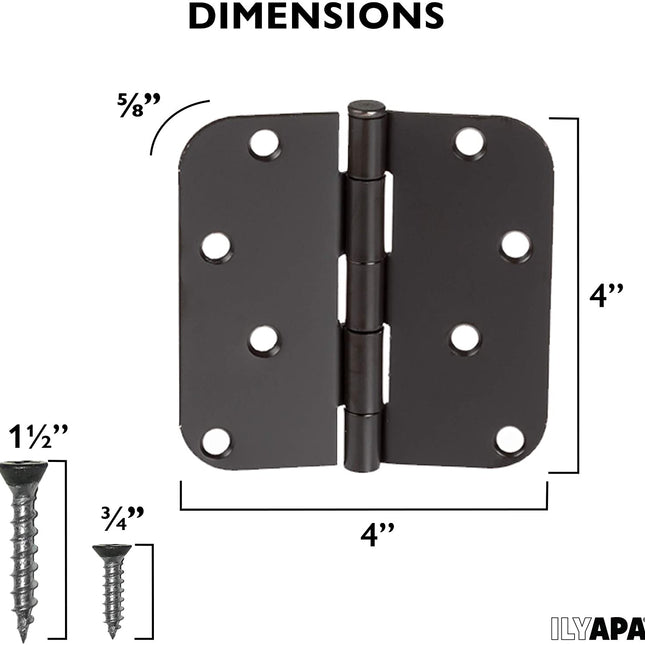 18 Pack of Door Hinges Oil Rubbed Bronze - 4x4 Inch Interior Hinges for Doors with 5/8" Radius Corners