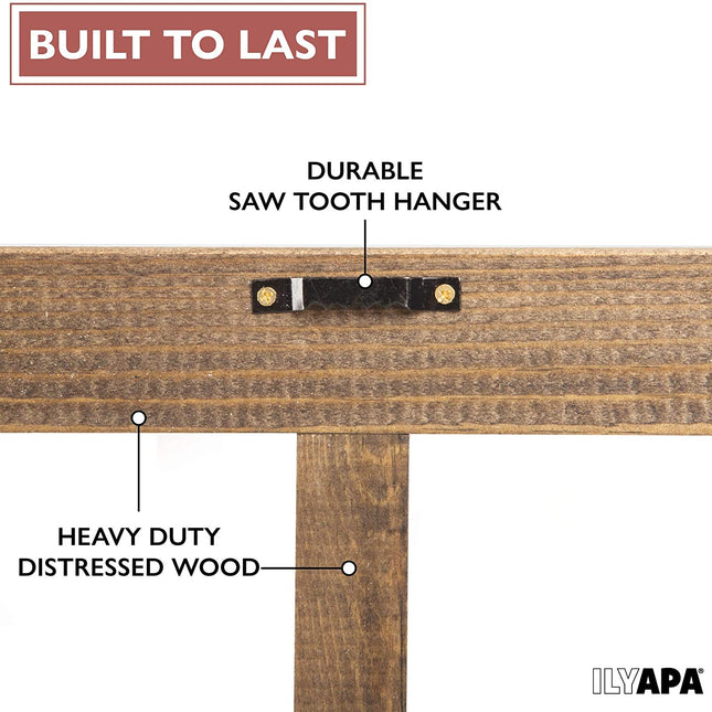 Ilyapa Window Frame Wall Decor 2 Pack - 11x15" Rustic Wood