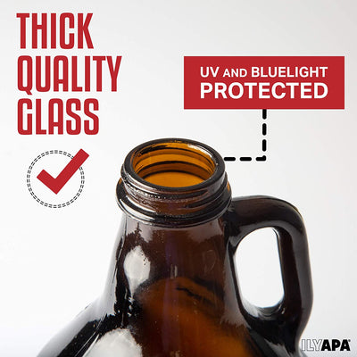 Glass Growlers for Beer, 3 Pack - 64 oz Growler Set with Lids - Great for Home Brewing, Kombucha & More