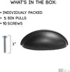 Black Kitchen Cabinet Pulls - 3 Inch Hole Center Bin Cup Drawer Handles - 5 Pack of Kitchen Cabinet Hardware
