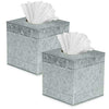 Ilyapa Tissue Box Cover Square, 2 Pack - Rustic Galvanized Metal Tissue Box Holders