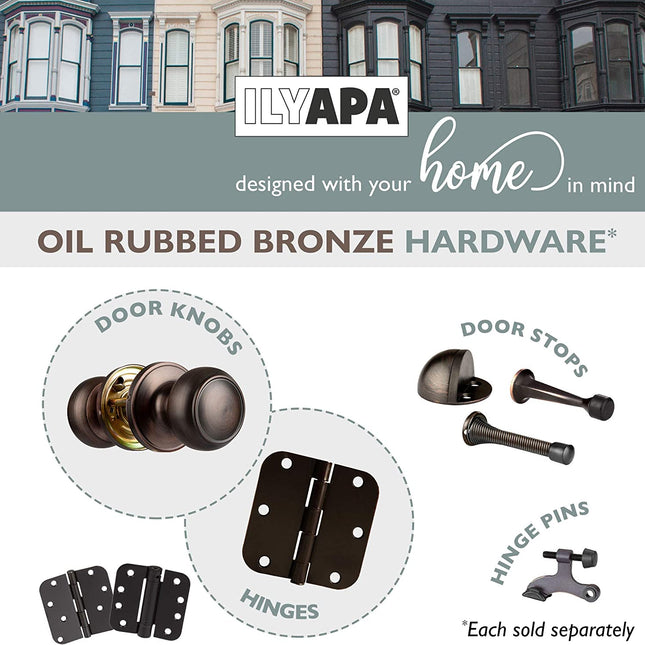 Interior Passage Door Knob - Keyless Hall and Closet Locksets - Hall and Closet - Improved Oil Rubbed Bronze Finish - (6 Pack)
