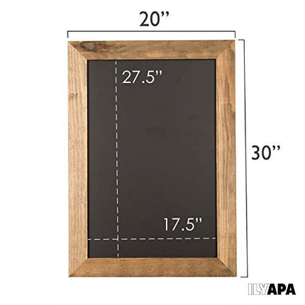 Ilyapa Rustic Wooden Magnetic Kitchen Chalkboard Sign - 20x30 Inch Brown Framed Hanging Chalk Board for Farmhouse Decor, Wedding, Restaurant & Home