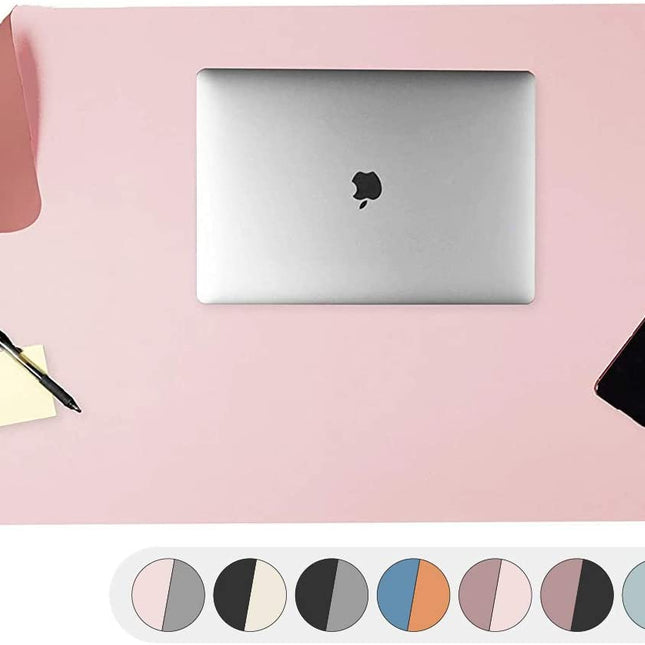 Office Desk Mat, Double Sided Blush & Mauve - 36 x 17 Inch Leather Style Computer Pad for Desk