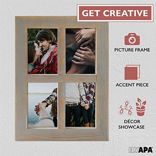 Ilyapa Window Frame Wall Decor 2 Pack - 11x15" Rustic Gray Wood