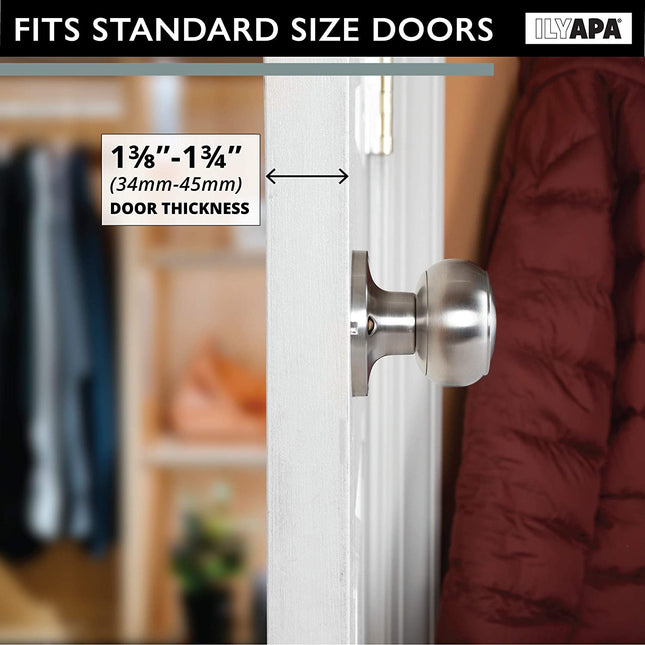 Decorative Non-Turning Dummy Door Knob Handles - Improved Satin Nickel Finish - (6 Pack)