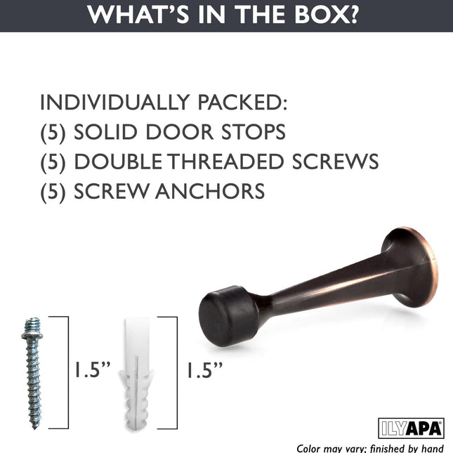 Ilyapa 5 Pack of Door Stops Oil Rubbed Bronze-3 1/4 Inch Door Stop-Rubber Bumper