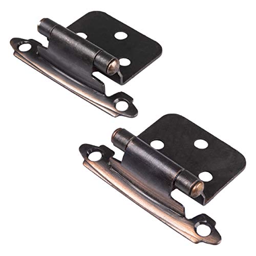 Self Closing Cabinet Hinges Oil Rubbed Bronze, 50 Pack - Variable Overlay Flush Kitchen Cabinet Door Hinge Hardware