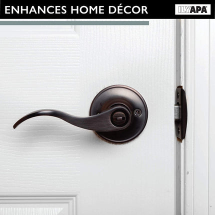 Ilyapa Privacy Door Lever for Bed/Bath - Wave, Oil Rubbed Bronze Reversible Interior Keyless Turn Thumb Locking Door Leverset, Oil Rubbed Bronze, 10 Pack