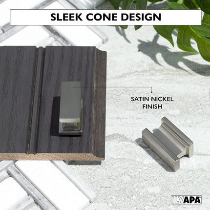Ilyapa Satin Nickel Kitchen Cabinet Knobs - Rectangle Drawer Handles - 10 Pack of Kitchen Cabinet Hardware