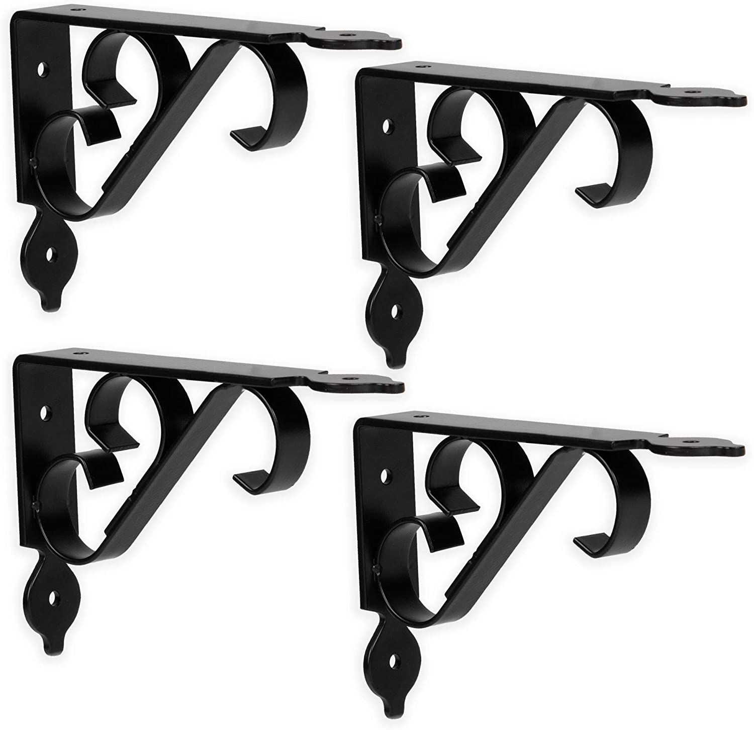 Heavy Duty Floating Shelf Brackets, 4 Pack - 6x8 Inch Decorative Metal Shelf Holders for Wall Mount Shelves