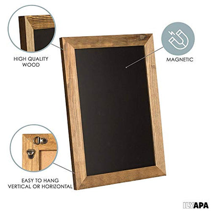 Ilyapa Rustic Wooden Magnetic Kitchen Chalkboard Sign - 18x22 Inch Brown Framed Hanging Chalk Board for Farmhouse Decor, Wedding, Restaurant & Home
