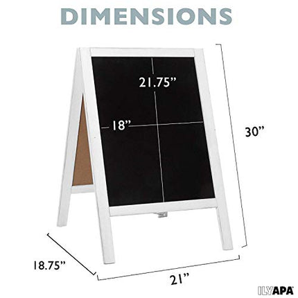 Wooden A-Frame Sign with Eraser & Chalk - Magnetic Sidewalk Chalkboard - Sturdy Freestanding White Sandwich Board Menu Display for Restaurant, Business Or Wedding