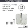 18 Pack of Door Hinges Chrome - 3 ¬¨Œ© x 3 ¬¨Œ© Inch Interior Hinges for Doors with 5/8" Radius Corners