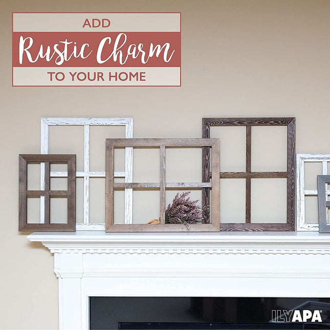 Ilyapa Window Frame Wall Decor 2 Pack - 11x15" Rustic Black Wood