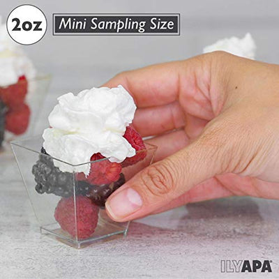 50 Mini Plastic Dessert Cups with Spoons - 2 oz Dessert Shooters