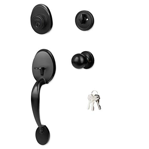 Ilyapa Front Entry Door Handle Set with Deadbolt - Classic, Matte Black