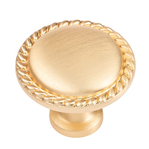 Ilyapa Brushed Gold Kitchen Cabinet Knobs - Round Braided Drawer Handles - 25 Pack of Kitchen Cabinet Hardware