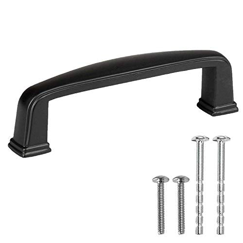 Black Cabinet Handles - 3 Inch Hole Center Modern Drawer Pulls - 25 Pack of Kitchen Cabinet Hardware