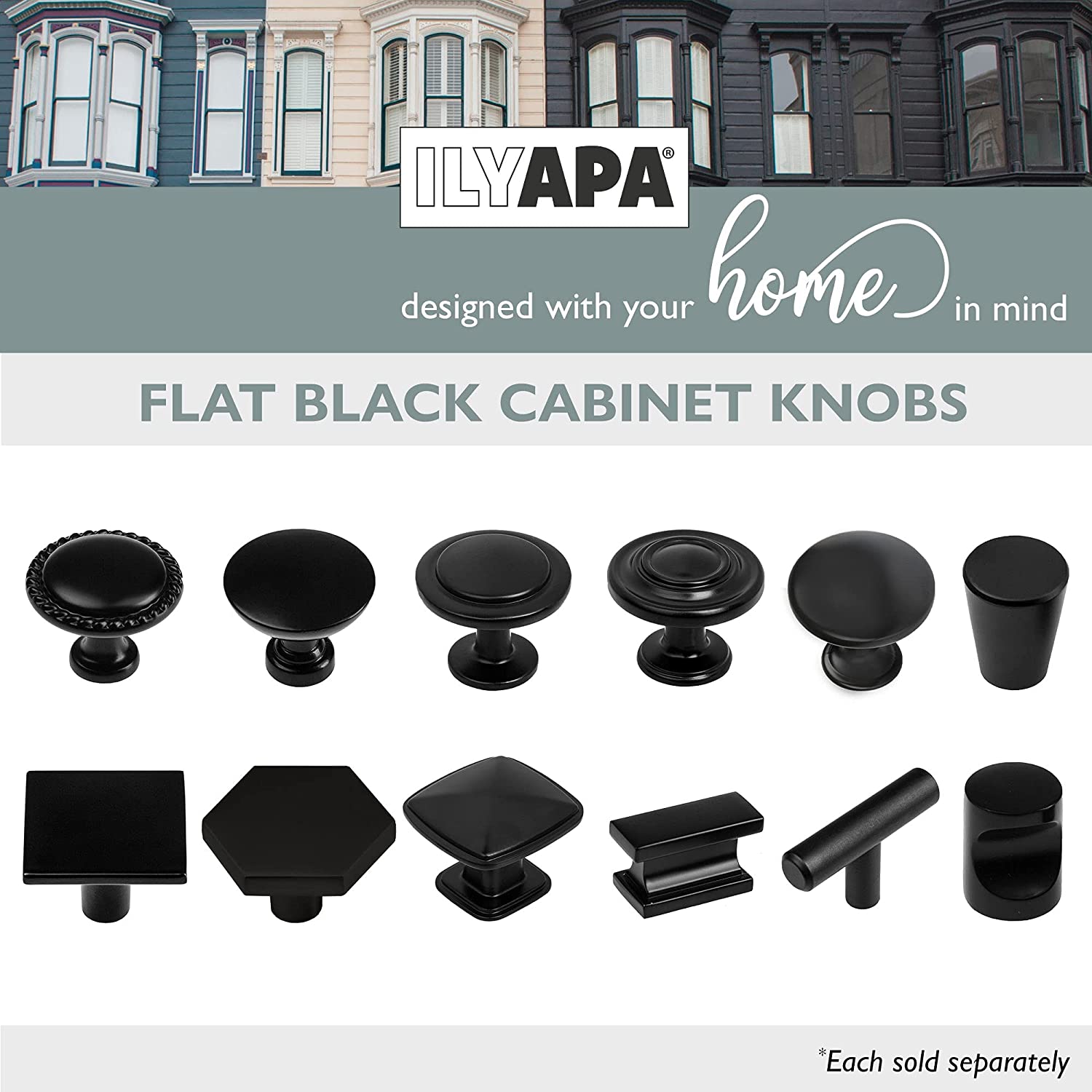 Ilyapa Flat Black Kitchen Cabinet Knobs - Rectangle Drawer Handles - 10 Pack of Kitchen Cabinet Hardware Ilyapa Flat Black Kitchen Cabinet Knobs - Rectangle Drawer Handles - 10 Pack of Kitchen Cabinet Hardware