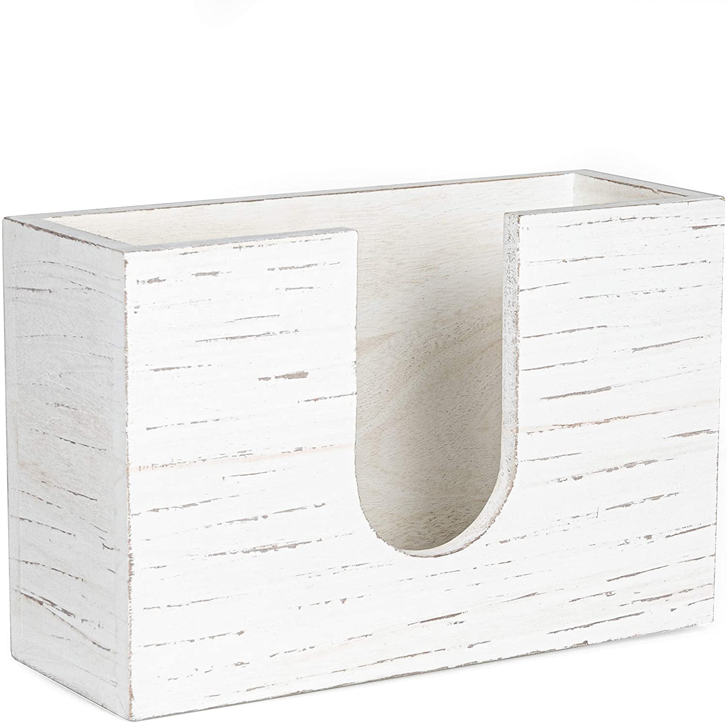 Wood Paper Towel Dispenser - Rustic Farmhouse White Wooden Multifold Hand Towel Holder