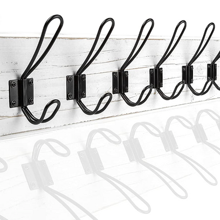 Ilyapa Wall Mounted Coat Rack, White Wooden Coat Hook Rail - 38" with 10 Dual Hooks