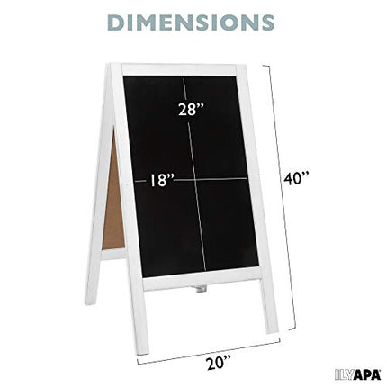 Wooden A-Frame Sign with Eraser & Chalk - 40 x 20 Inches Magnetic Sidewalk Chalkboard - Sturdy Freestanding White Sandwich Board Menu Display for Restaurant, Business Or Wedding