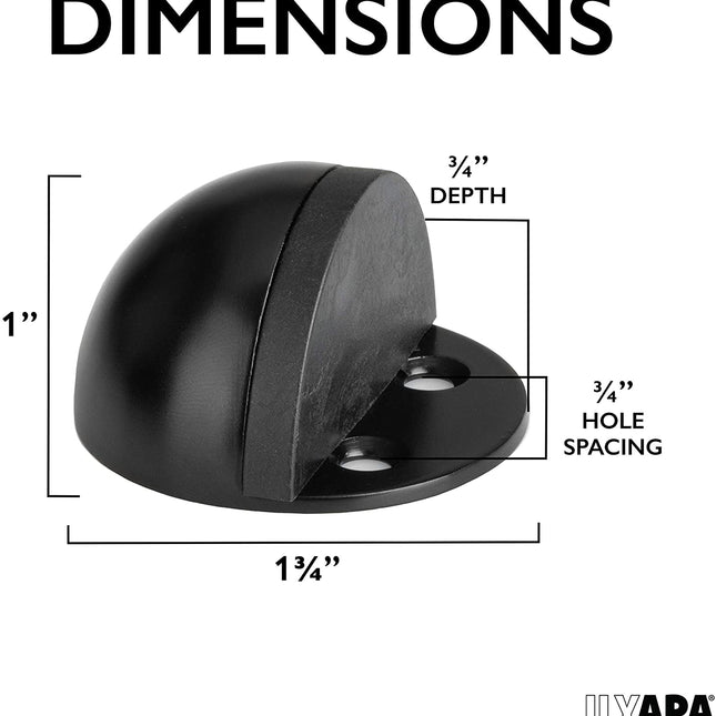 Floor Door Stop with Rubber Bumper 5 Pack, Black - in Floor Mount Half Dome Door Stopper Set