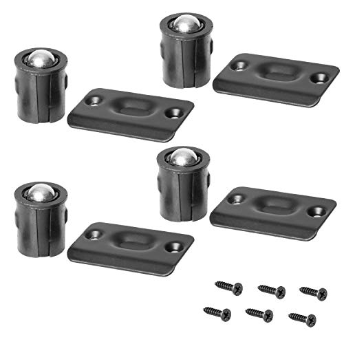 Closet Door Ball Catch Hardware, 4 Pack - Black Drive-in Ball Catch with Strike Plate