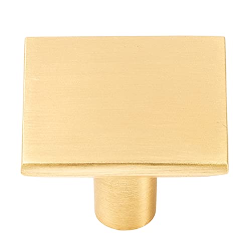 Ilyapa Brushed Gold Kitchen Cabinet Knobs - Square Drawer Handles - 10 Pack of Kitchen Cabinet Hardware