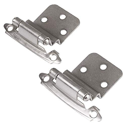 Self Closing Cabinet Hinges Satin Nickel, 50 Pack - 3/8 Inch Inset Variable Overlay Kitchen Cabinet Door Hinge Hardware