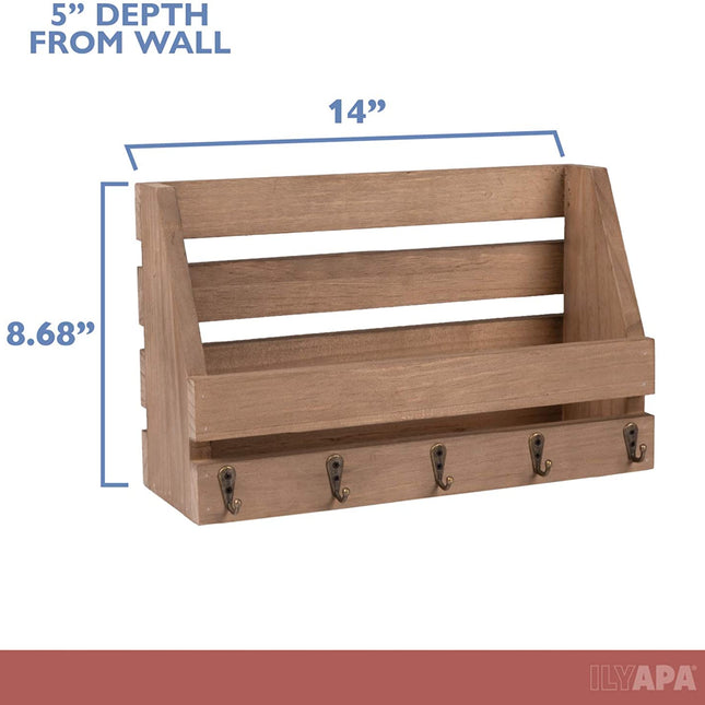 Ilyapa Rustic Wooden Key and Mail Holder - Wall Mounted