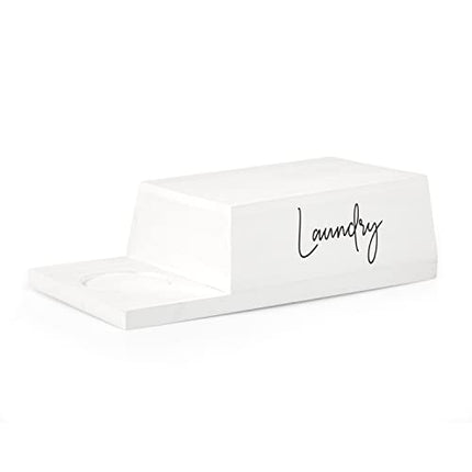 Ilyapa White Wooden Soap Station - Props Up Laundry Detergent Dispensers, Fabric Softeners