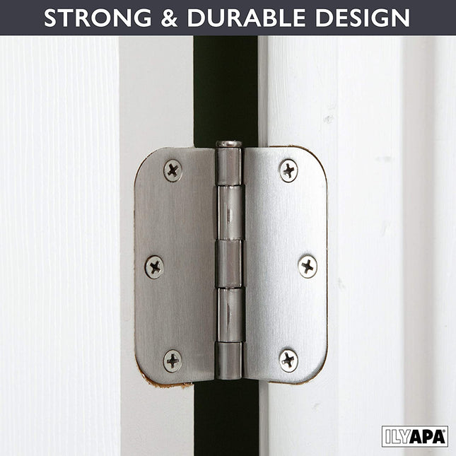 18 Pack of Door Hinges Chrome - 3 ¬¨Œ© x 3 ¬¨Œ© Inch Interior Hinges for Doors with 5/8" Radius Corners