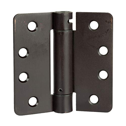 2 Pack of Self Closing Door Hinges Oil Rubbed Bronze - 4 x 4 Inch Interior Hinges for Doors with 1/4" Radius