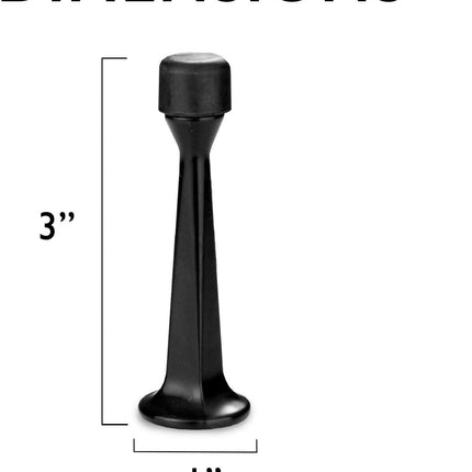 10 Pack of Door Stops Black - 3 1/4 Inch Heavy Duty Door Stop with Rubber Bumper