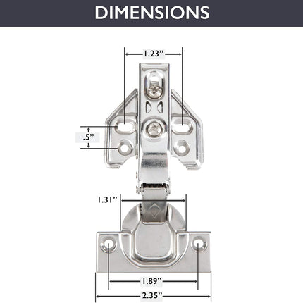 Soft Close Cabinet Hinges Satin Nickel, 2 Pack - Frameless Full Overlay Kitchen Cabinet Door Hinges Hardware