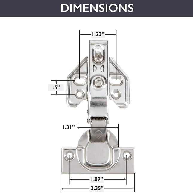 Soft Close Cabinet Hinges Satin Nickel, 2 Pack - Frameless Full Overlay Kitchen Cabinet Door Hinges Hardware
