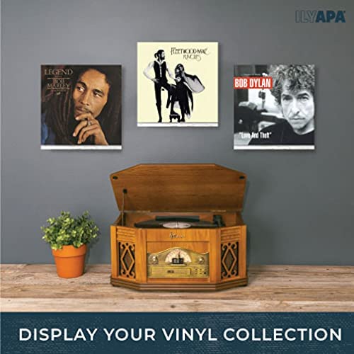 Ilyapa Record Display Wall Mounted Shelf, 10 Pack - White Wooden Record Holder with Mounting Hardware