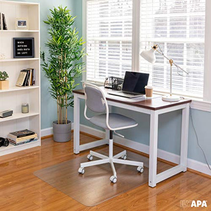 Ilyapa Heavy Duty Office Chair Mat with Lip, 30 x 48 Inches - Clear, Durable PVC Chair Mat for Hardwood Floors - Protective Floor Mat for Office, Computer Desk Chair Mat