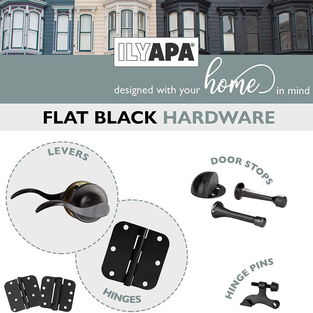 18 Pack of Door Hinges Black - 4x4 Inch Interior Hinges for Doors with 5/8" Radius Corners