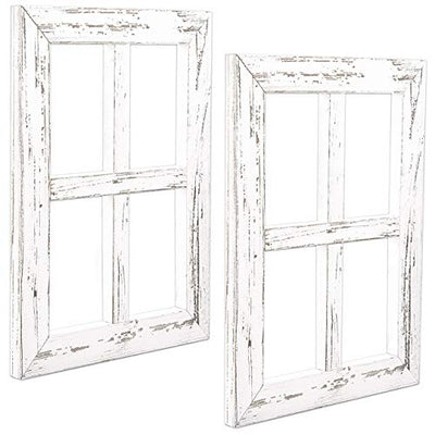 Ilyapa Window Frame Wall Decor 2 Pack - 11x15" Rustic White Wood