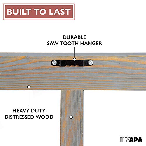 Ilyapa Window Frame Wall Decor 2 Pack - 11x15" Rustic Gray Wood