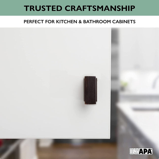 Ilyapa Oil Rubbed Bronze Kitchen Cabinet Knobs - Rectangle Drawer Handles - 10 Pack of Kitchen Cabinet Hardware