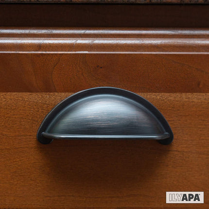 Oil Rubbed Bronze Kitchen Cabinet Pulls - 3 Inch Hole Center Bin Cup Drawer Handles - 10 Pack of Kitchen Cabinet Hardware